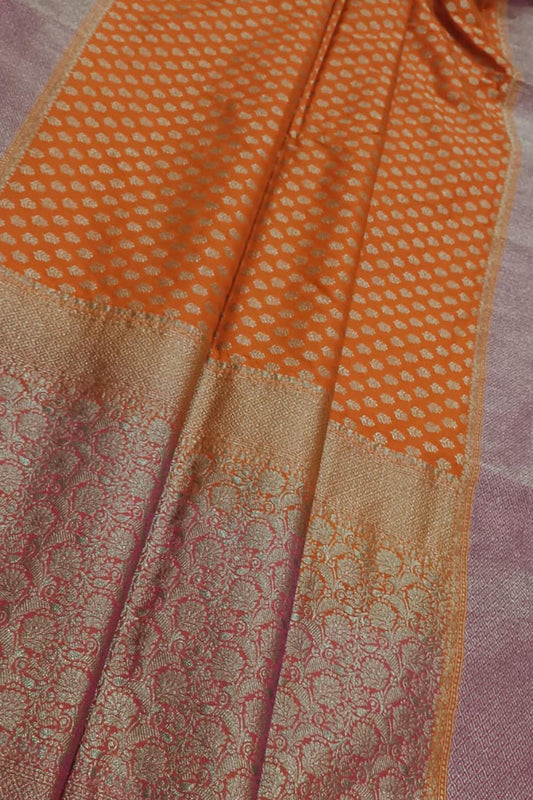 Elegant Orange Banarasi Silk Saree: A Timeless Classic - Luxurion World