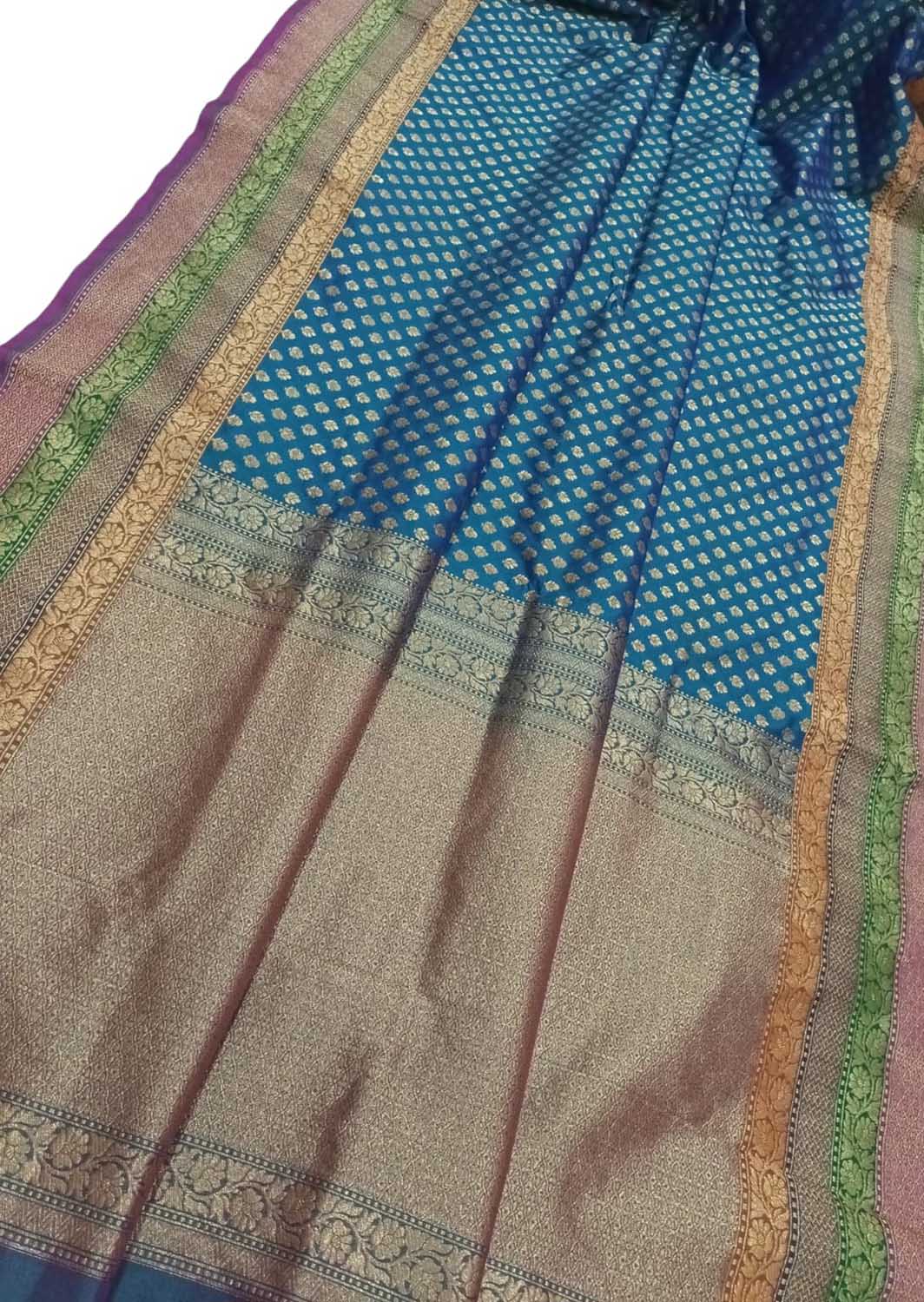 Elegant Blue Banarasi Silk Saree: Timeless Beauty - Luxurion World