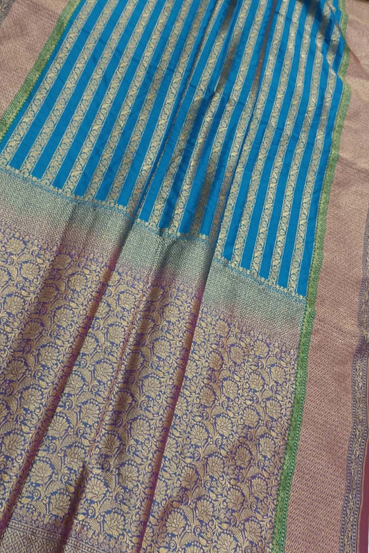 Elegant Blue Banarasi Silk Saree: Traditional Charm with a Modern Twist - Luxurion World