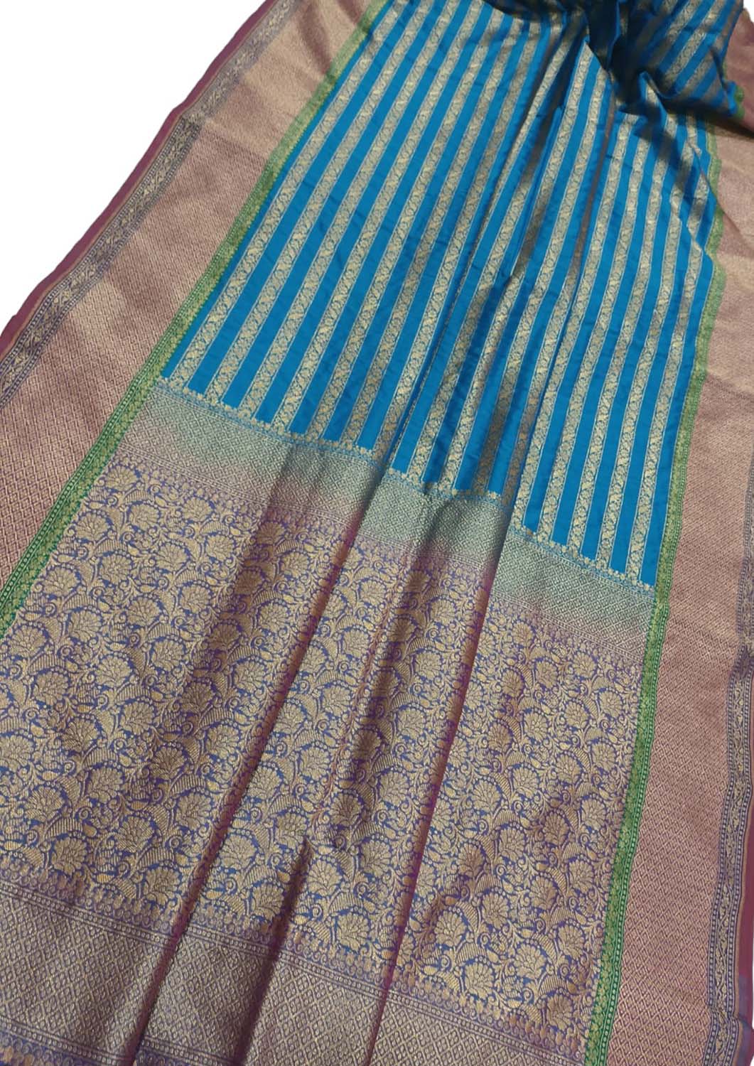 Elegant Blue Banarasi Silk Saree: Traditional Charm with a Modern Twist - Luxurion World