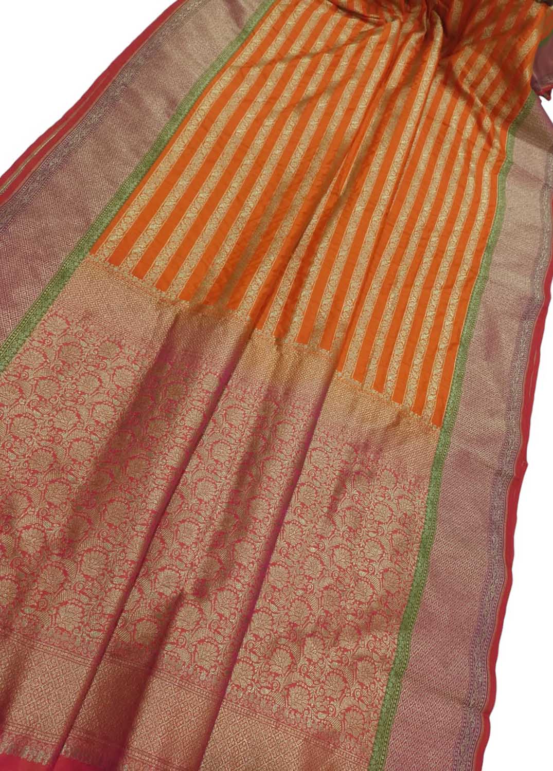 Elegant Orange Banarasi Silk Saree: Traditional Charm with a Modern Twist - Luxurion World