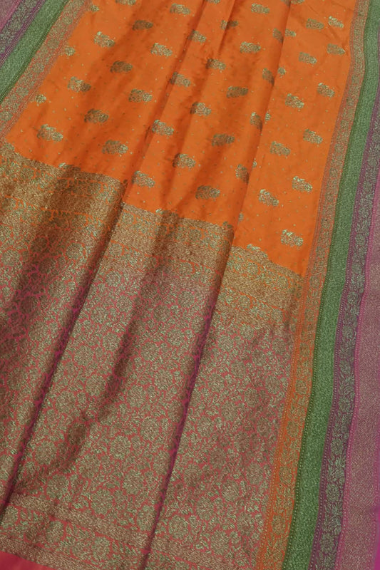 Elegant Orange Banarasi Silk Saree: A Timeless Classic