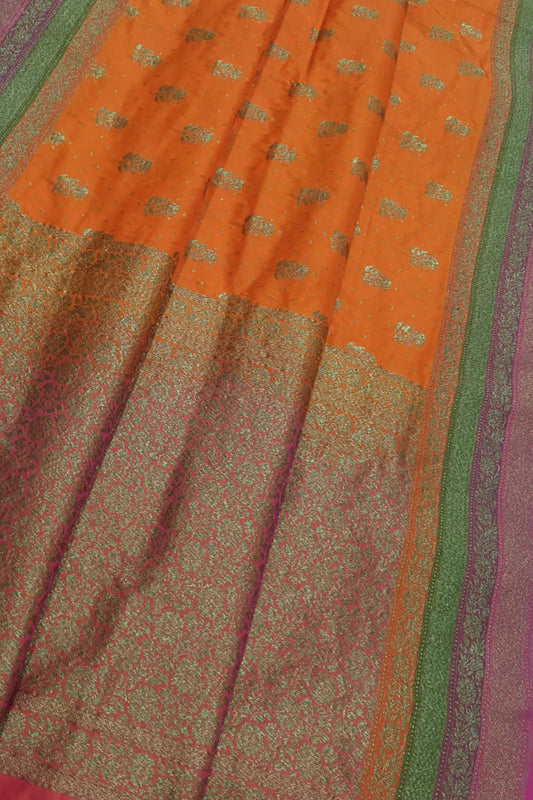Elegant Orange Banarasi Silk Saree: A Timeless Classic - Luxurion World