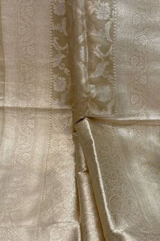 Pastel Banarasi Handloom Pure Katan Silk Saree - Luxurion World