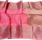 Pink Banarasi Handloom Pure Katan Silk Saree - Luxurion World