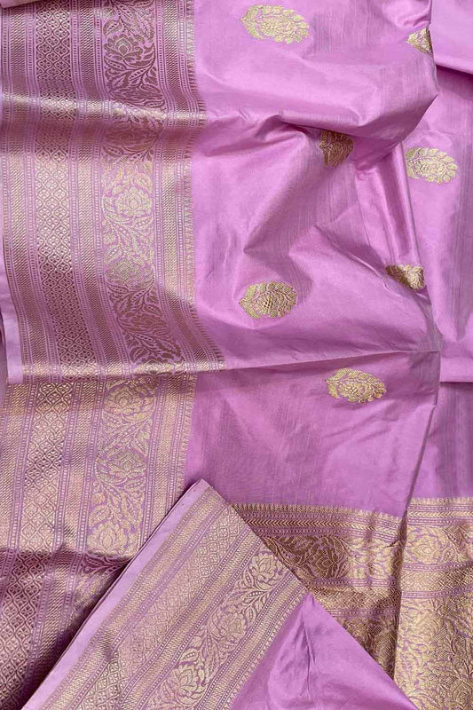 Pink Banarasi Handloom Pure Katan Silk Saree - Luxurion World