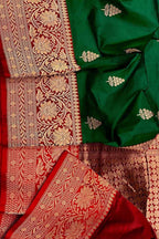 Green Banarasi Handloom Pure Katan Silk Saree - Luxurion World