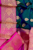 Blue Banarasi Handloom Pure Katan Silk Saree - Luxurion World