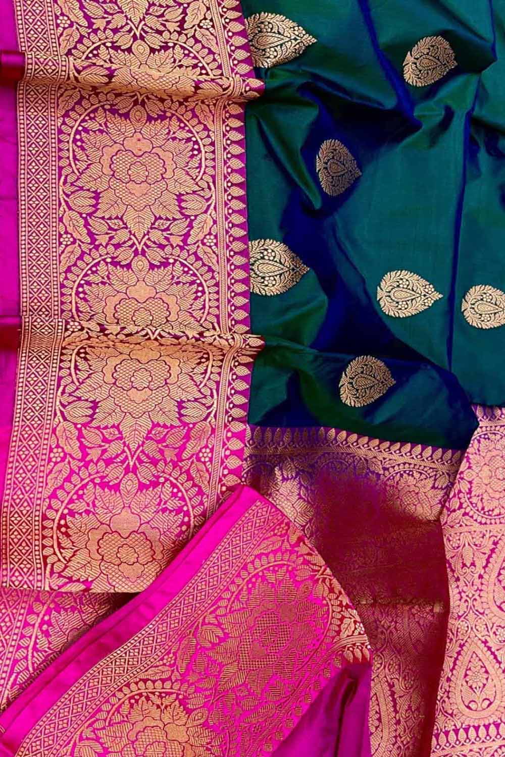 Blue Banarasi Handloom Pure Katan Silk Saree - Luxurion World