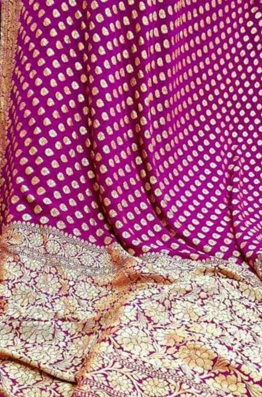 Purple Handloom Banarasi Khaddi Georgette Saree - Luxurion World
