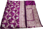 Purple Banarasi Handloom Pure Katan Silk Saree - Luxurion World