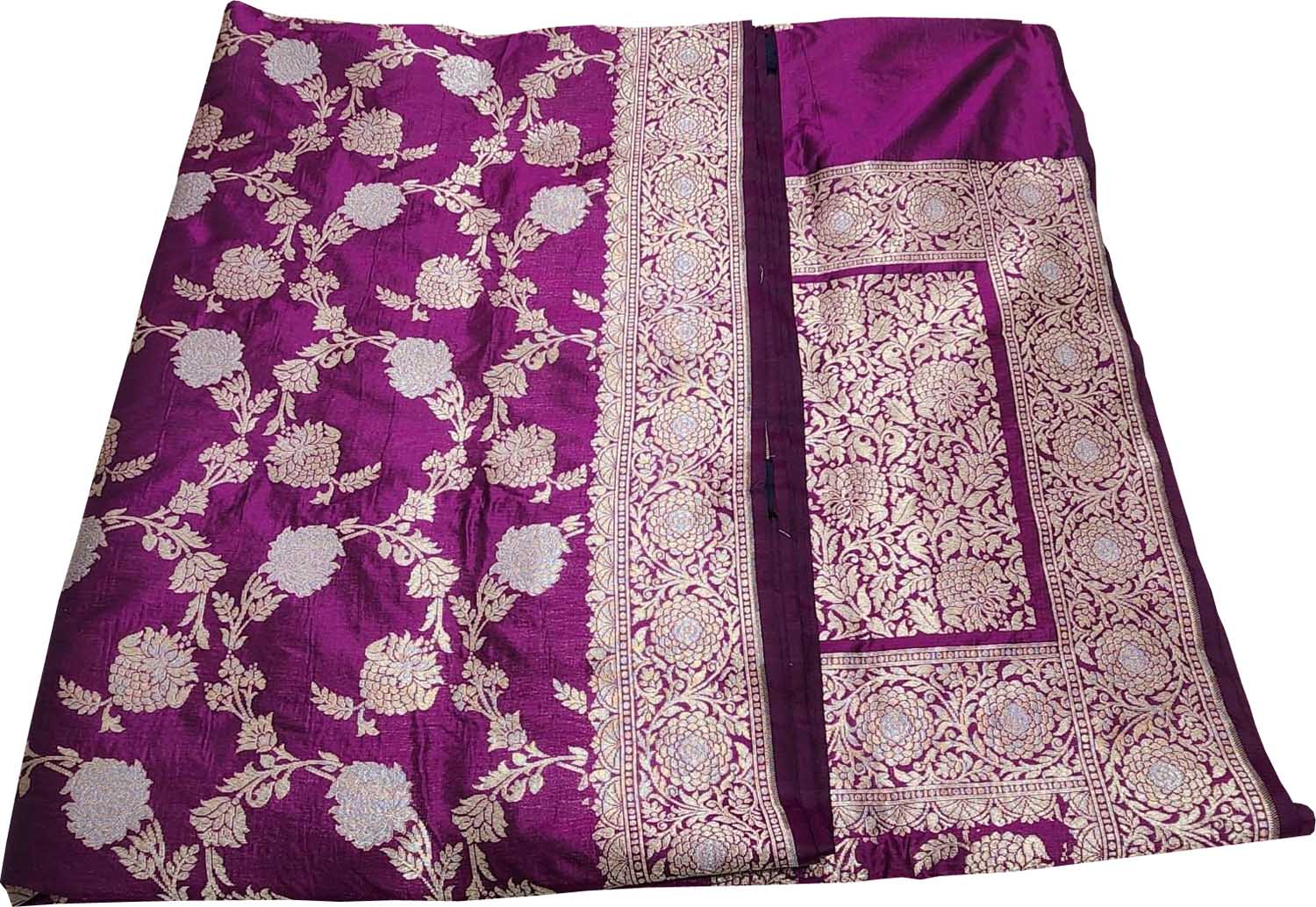 Purple Banarasi Handloom Pure Katan Silk Saree - Luxurion World
