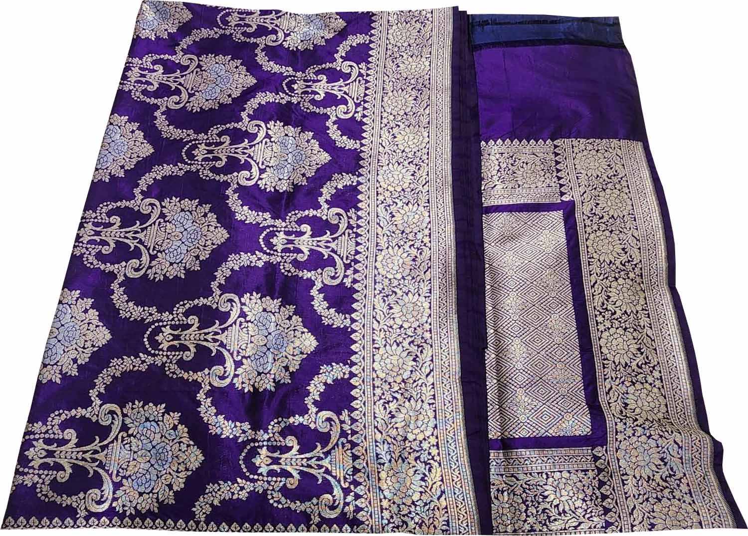 Purple Banarasi Handloom Pure Katan Silk Saree - Luxurion World