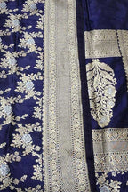 Blue Banarasi Handloom Pure Katan Silk Saree - Luxurion World