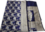 Blue Banarasi Handloom Pure Katan Silk Saree - Luxurion World