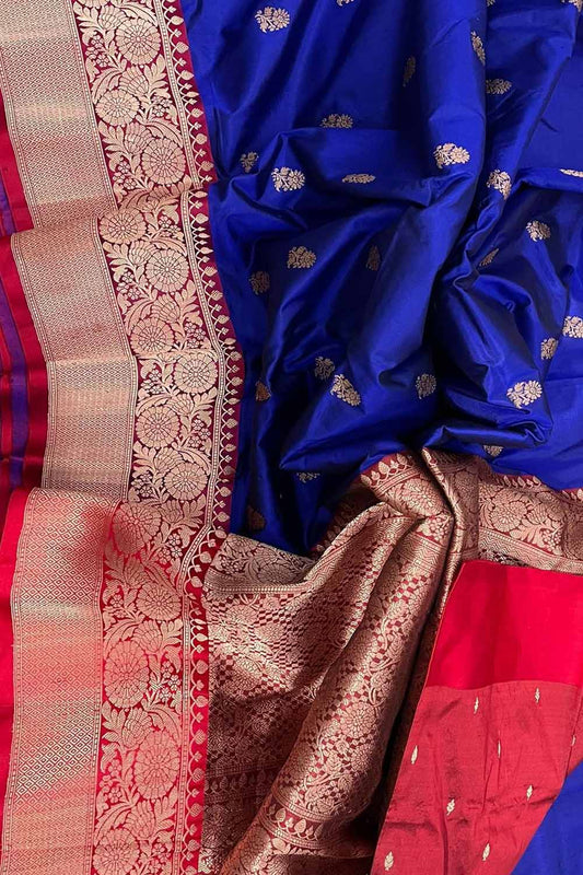Elegant Blue Banarasi Pure Katan Silk Saree
