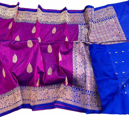 Elegant Purple Banarasi Silk Saree: A Woven Masterpiece - Luxurion World