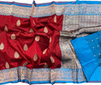 Elegant Red Banarasi Silk Saree: Traditional Woven Beauty - Luxurion World
