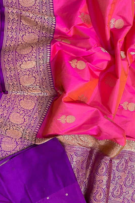 Elegant Pink Banarasi Katan Silk Saree: A Timeless Classic - Luxurion World