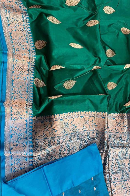 Elegant Green Banarasi Pure Katan Silk Saree: A Timeless Classic