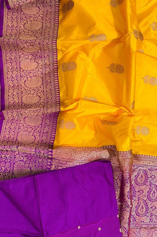 Exquisite Yellow Banarasi Pure Katan Silk Saree: A Timeless Masterpiece - Luxurion World