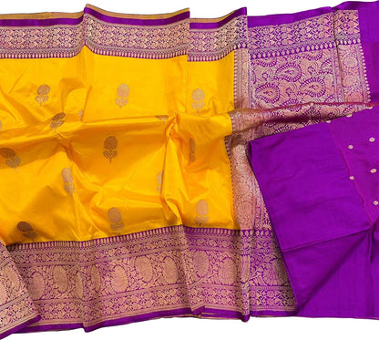 Exquisite Yellow Banarasi Pure Katan Silk Saree: A Timeless Masterpiece - Luxurion World