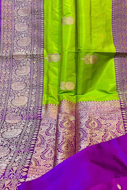 Exquisite Green Banarasi Handloom Silk Saree - Luxurion World