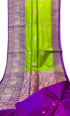 Exquisite Green Banarasi Handloom Silk Saree - Luxurion World