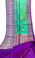Exquisite Green Banarasi Silk Saree - Handloom Katan - Luxurion World