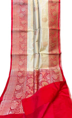 Elegant Off White Banarasi Silk Saree - Luxurion World