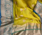 Yellow Handloom Banarasi Pure Kora Silk Saree - Luxurion World