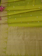 Yellow Handloom Banarasi Pure Kora Silk Saree - Luxurion World