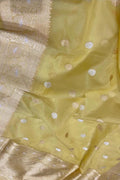 Yellow Handloom Banarasi Pure Kora Silk Saree - Luxurion World