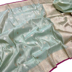 Exquisite Blue Banarasi Handloom Pure Tissue Silk Saree: A Timeless Elegance - Luxurion World
