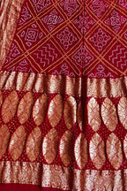 Red Banarasi Bandhani Pure Georgette Saree - Luxurion World