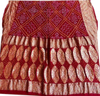 Red Banarasi Bandhani Pure Georgette Saree - Luxurion World