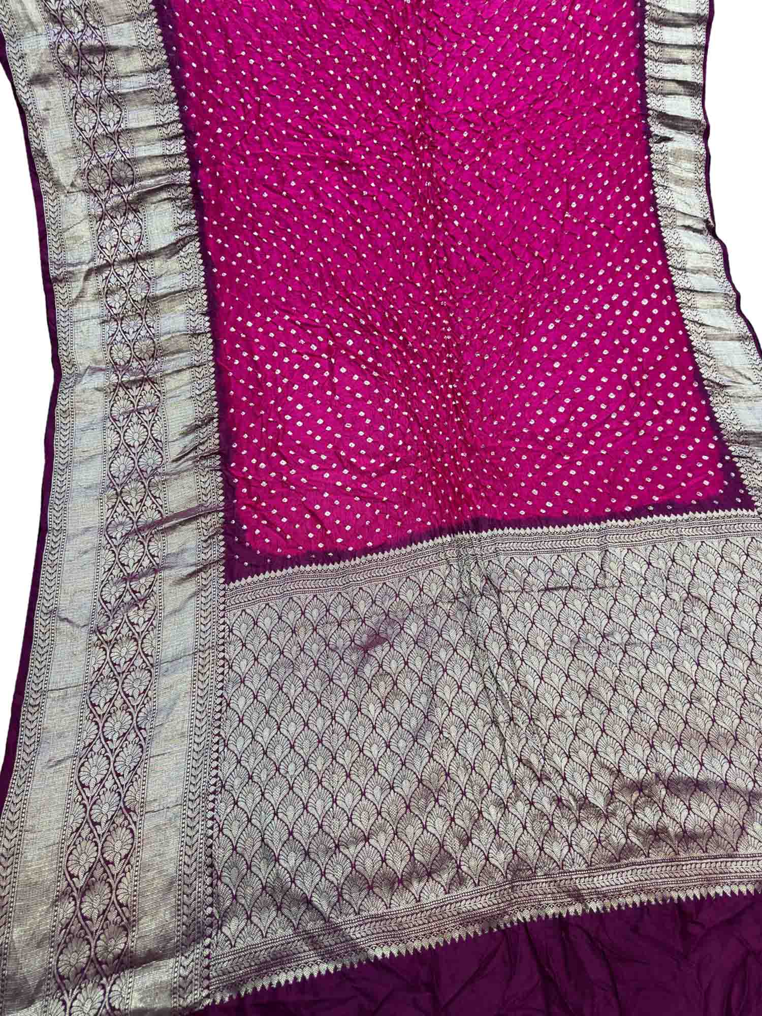 Exquisite Pink Kanjeevaram Bandhani Pure Silk Saree - Luxurion World