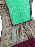 Green Kanjeevaram Bandhani Pure Silk Saree with Bandhej - Luxurion World