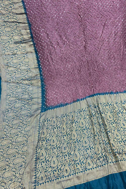 Elegant Purple Pure Silk Saree with Bandhej Work - Luxurion World