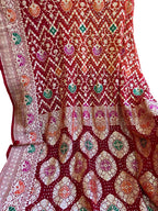 Elegant Red Banarasi Bandhani Meenakari Georgette Saree - Luxurion World