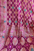 Elegant Pink Banarasi Bandhani Meenakari Georgette Saree - Luxurion World