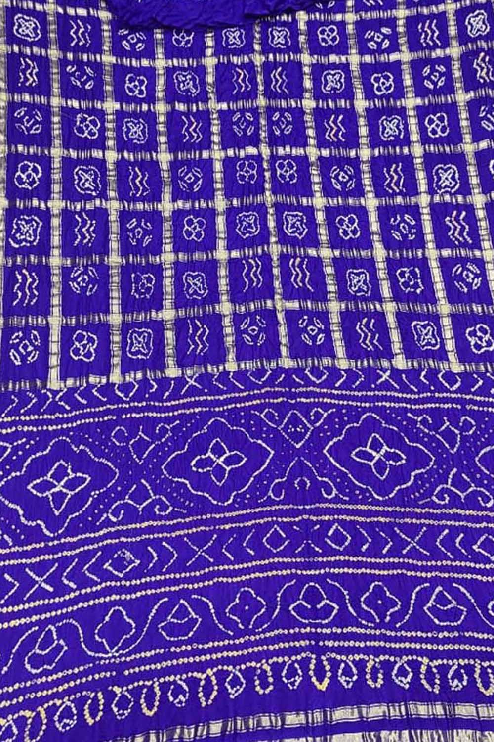 Stunning Blue Bandhani Gajji Silk Gharchola Saree with Intricate Work - Luxurion World
