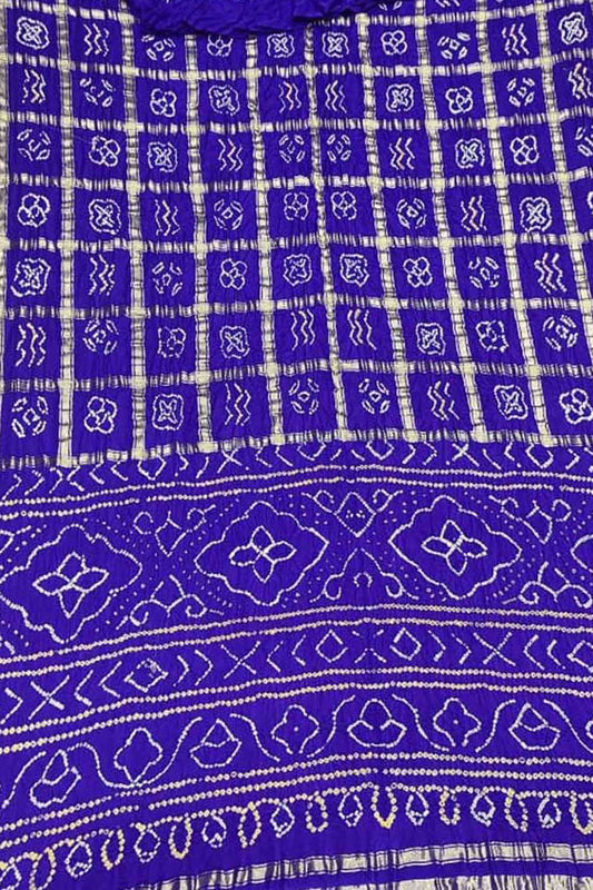 Stunning Blue Bandhani Gajji Silk Gharchola Saree with Intricate Work - Luxurion World