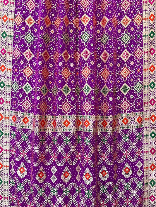 Purple Banarasi Bandhani Pure Georgette Meenakari Saree - Luxurion World
