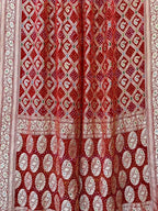Red Banarasi Bandhani Pure Georgette Meenakari Saree - Luxurion World