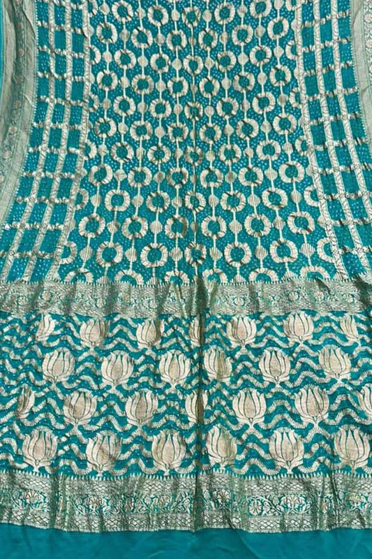 Blue Banarasi Bandhani Pure Georgette Saree - Luxurion World