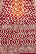 Red Banarasi Bandhani Pure Georgette Saree - Luxurion World