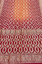 Red Banarasi Bandhani Pure Georgette Saree - Luxurion World