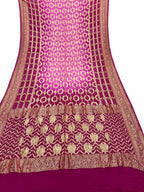 Pink Banarasi Bandhani Pure Georgette Saree - Luxurion World