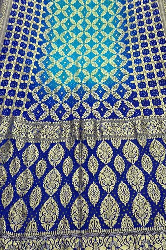 Blue Banarasi Bandhani Pure Georgette Saree - Luxurion World